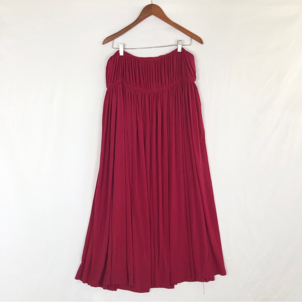 NWT Rebecca Taylor Ruched Mesh Maxi Skirt Size 12 Red